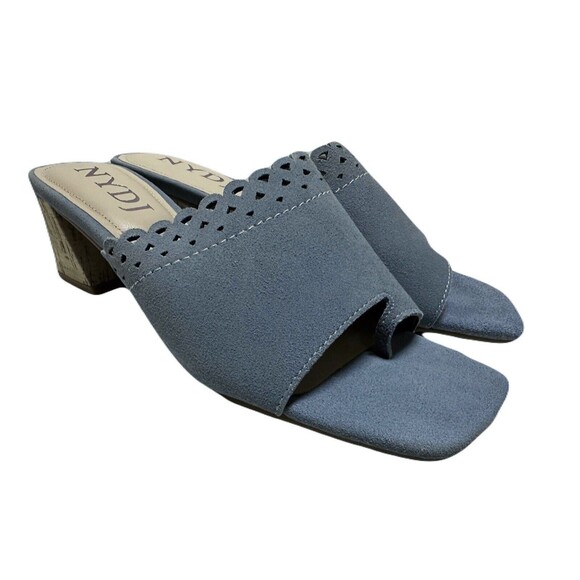 NEW NYDJ Womens Size 10 Alanah Blue Scalloped Suede Slide Sandal *Box w/out Lid* - Picture 4 of 9